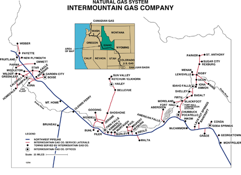 Sistema de gas entre montañas